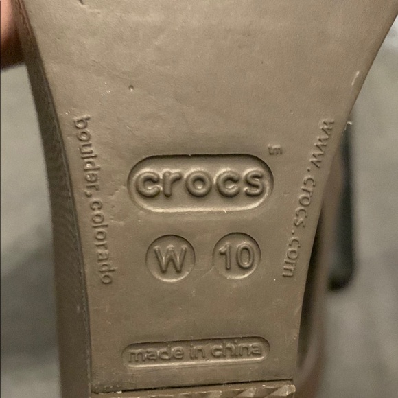 Crocs Farrah Chocolate Brown Slingback Foam Wedge Peep Toe Sandals Heels 10 W - Picture 8 of 8